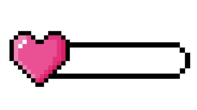Classic pixel art health bar featuring a vibrant red heart icon and an empty progress display, symbolizing game life or vitality status