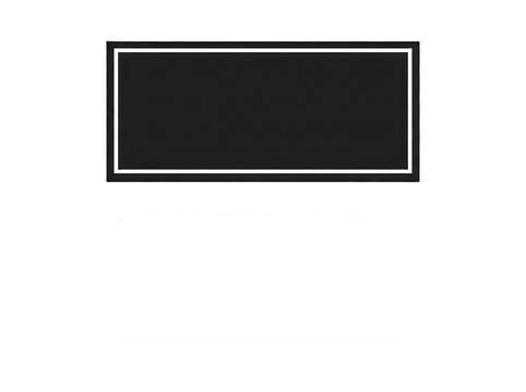 Black rectangle with thin white border on transparent background transparent background