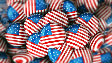 Obraz premium Stack of buttons with American flag. 3D illustration