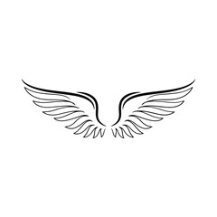 Fototapeta premium Wing Silhouette Illustration With Feather Details On White Background