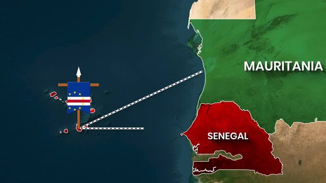 Map animation showing the connection between Cape Verde and West African countries