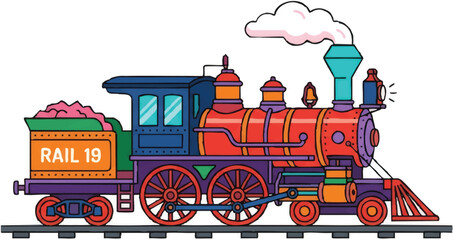 Vintage Steam Locomotive Train Engine. © Kicun