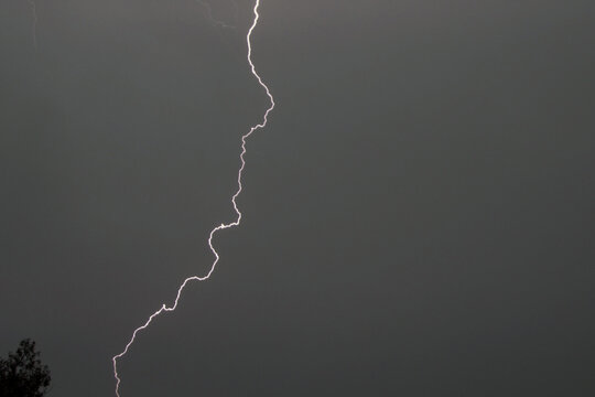 A spark discharge between a cloud and the ground.