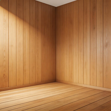 Empty room with wooden walls and floor