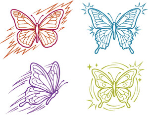 Fototapeta premium Colorful Butterfly Illustrations in Motion.