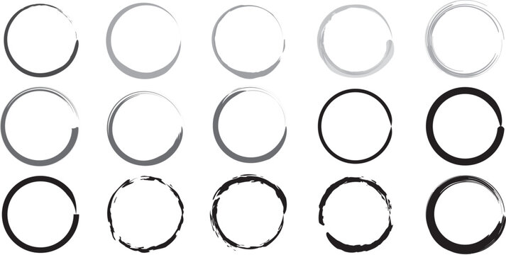 Set of continuous one line circle outline frames minimalist vector illustration collection