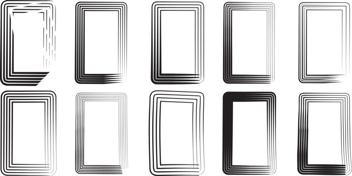 Set of continuous one line rectangular border frames minimalist outline vector illustration collection