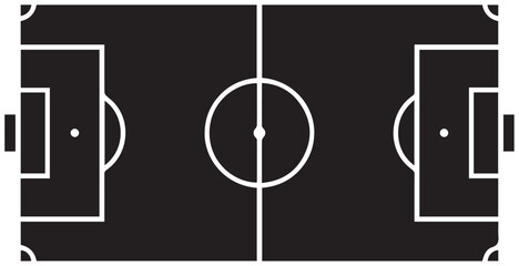 Soccer Field Vector Icon - Football Pitch Stadium Black White Top Aerial View Illustration  © Babur