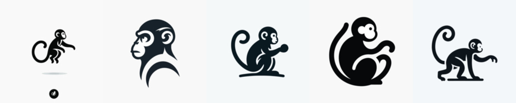 Vector set of monkey silhouettes