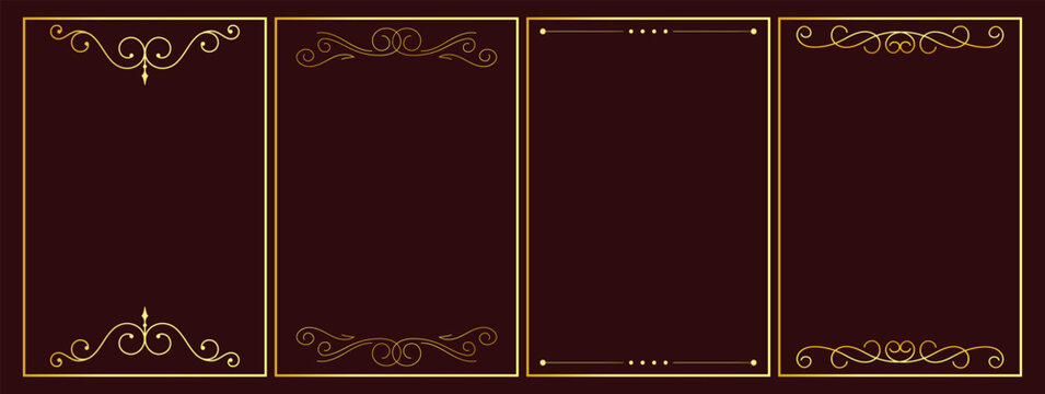 Sophisticated rectangular border with elegant metallic lines, perfect for certificates, awards, cards, or decorative designs featuring refined geometric patterns and premium accents.