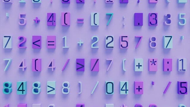Colorful Three-Dimensional Geometric Shapes in Random Arrangement on Light Purple Background, Playful Abstract Digital Art for Creative Design, Education, and Modern Technology Projects
