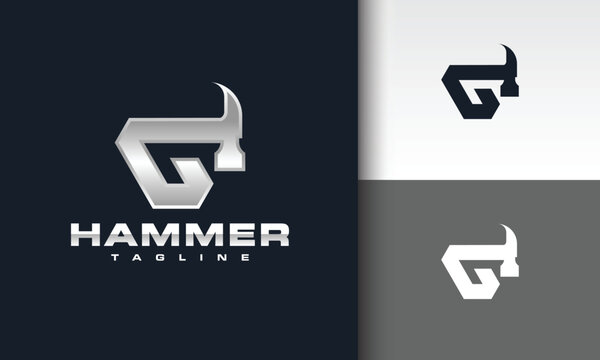 Stylized Letter G Hammer Logo
