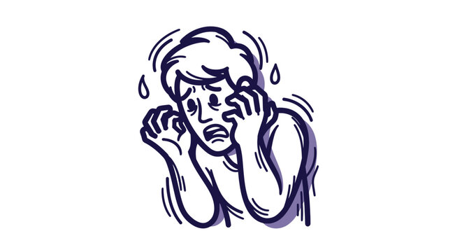 Illustration of a distressed woman crying with hands on face.