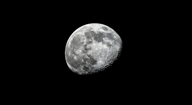 Stunning close-up view of a waning gibbous moon in the night sky