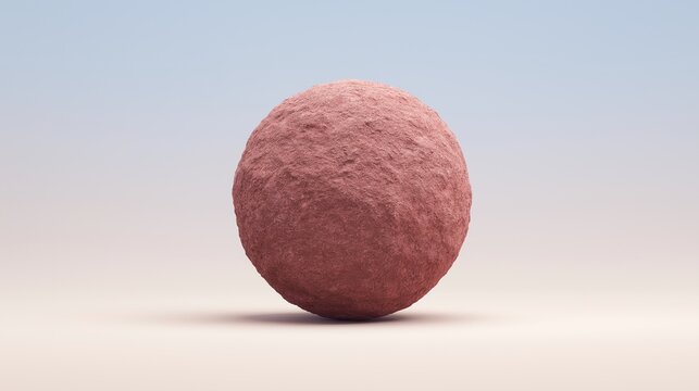 A rough pink sphere sits on a neutral surface, useful for skincare, material texture, packaging, or abstract product visuals.