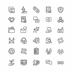 Fototapeta premium Business icons, line style, 40 work, office, communication, finance, management, and technology symbols