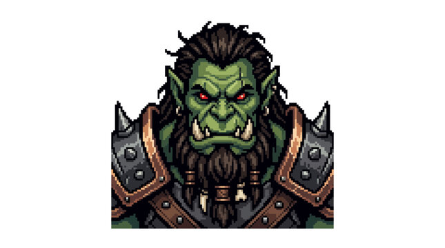 Fierce orc warrior portrait with spiked armor.