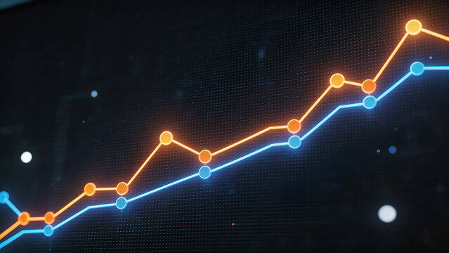 Colorful line graph on dark background