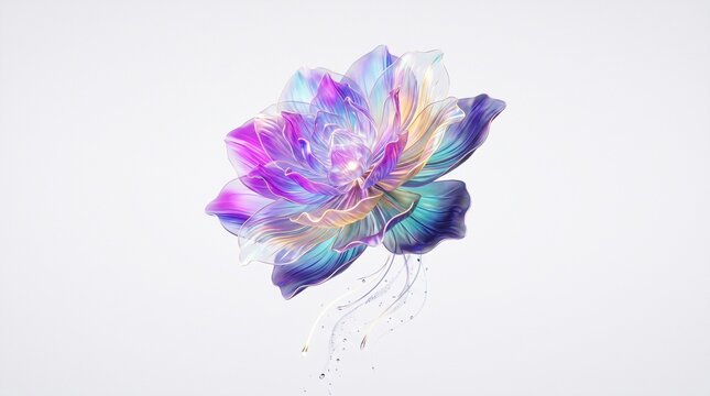 Vibrant Flower Phasing Between Solid Colors on White Background