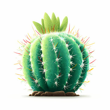 Notocactus magnificus, watercolor illustration, white background