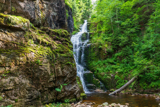 Kamieńczyk Waterfall Szklarska Poreba in the Karkonosze Mountains panorama