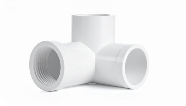 White PVC Pipe Fittings Isolated on White