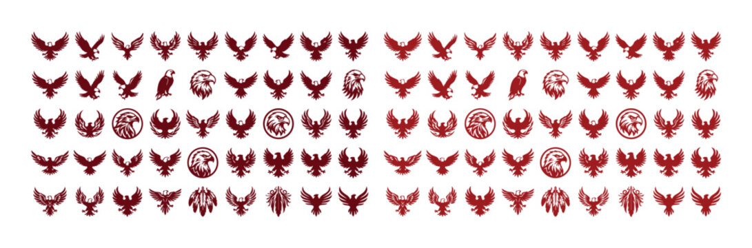 Phoenix bird logo collection, mythical firebird vector icons, abstract eagle and hawk symbols, powerful avian branding elements for modern design projects
