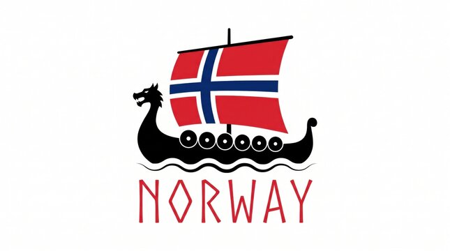 Viking Ship Sailing Norway Flag