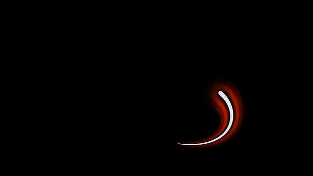minimalist red curved neon light trail on black