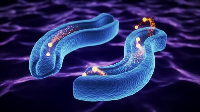 Animation of Vestibular Balance System Featuring Dynamic Blue Semicircular Canals with Particles Representing Sensory Functions in Motion