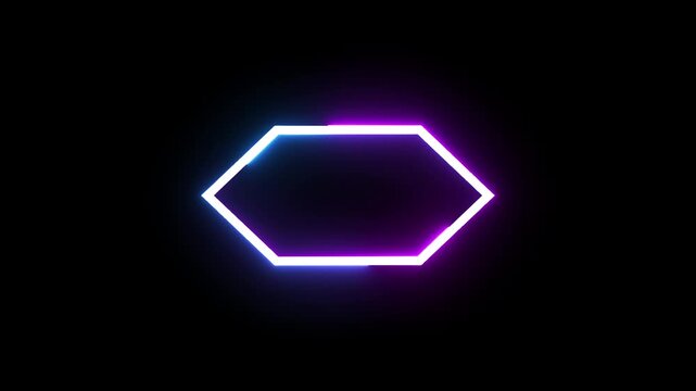 Abstract hexagon neon light animation with glowing purple and blue color motion.