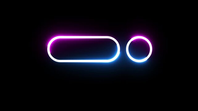 Neon glowing button toggle switch interface animation with circular frame motion loop.