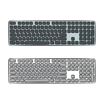 Computer Keyboard Top View Sketch Illustration Vector
