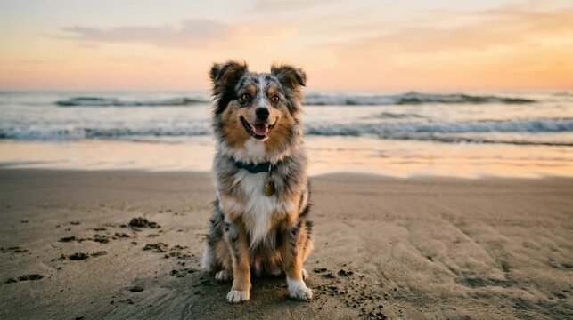 aussiepom close up at waikiki beach hawaii sunset light video