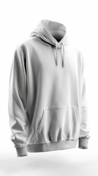 Hooded sweatshirt angled view on white studio background