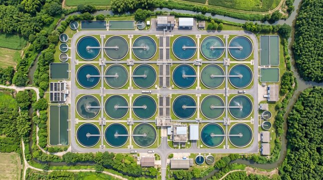 Aerial view of water treatment facility