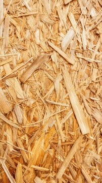 Wood chip fragments covering surface in close up detail