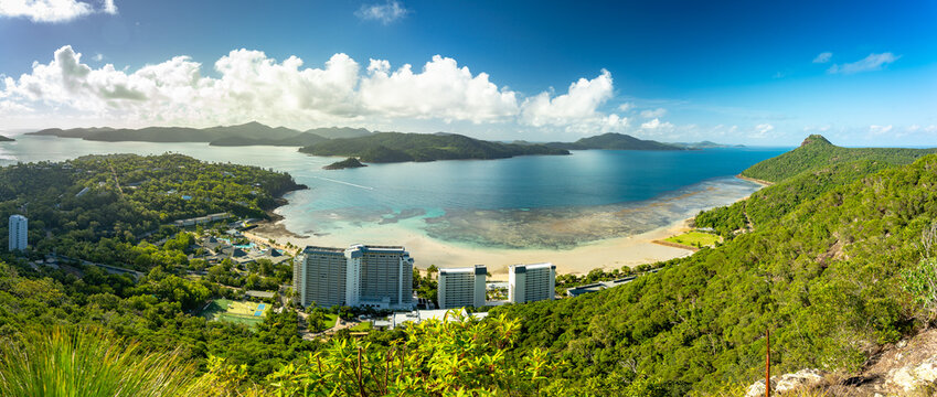 Hamilton Island coastline panorama in Whitsundays, QLD, Australia