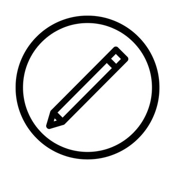 Black pencil icon inside a circular frame isolated on a transparent background