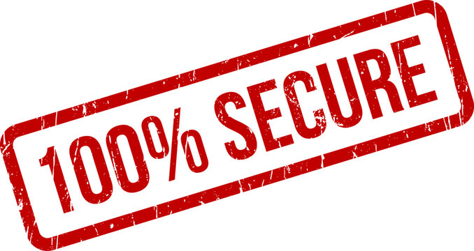 100% SECURE red rubber stamp imprint on isolated background style