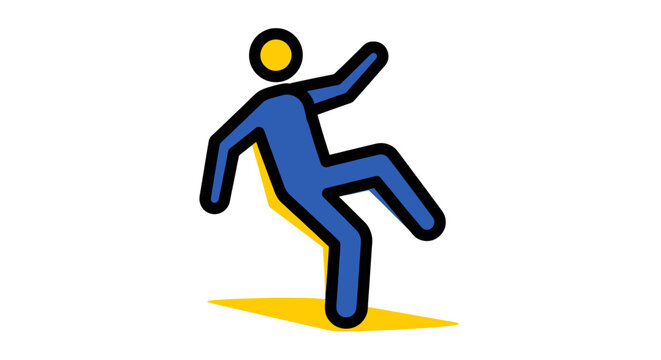 Cartoon figure slipping on a banana peel.