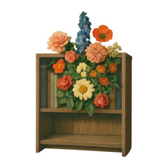 Obraz premium PNG Floral bookshelf art illustration