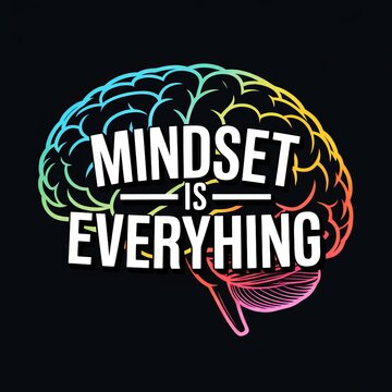 Colorful brain illustration emphasizing the concept of mindset, highlighting that mindset is truly everything for success and personal growth.