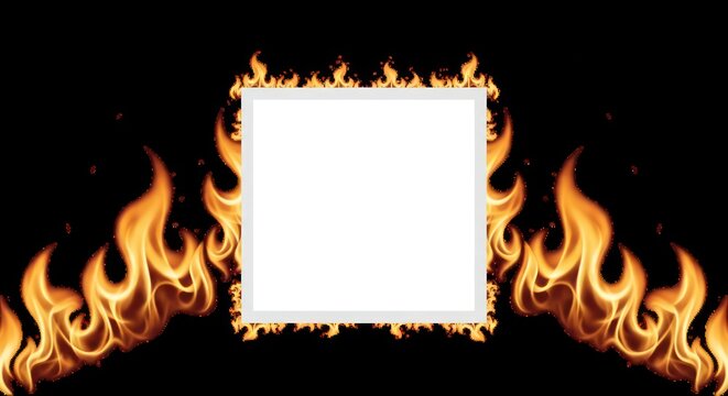 Flames Border Fire White Background.