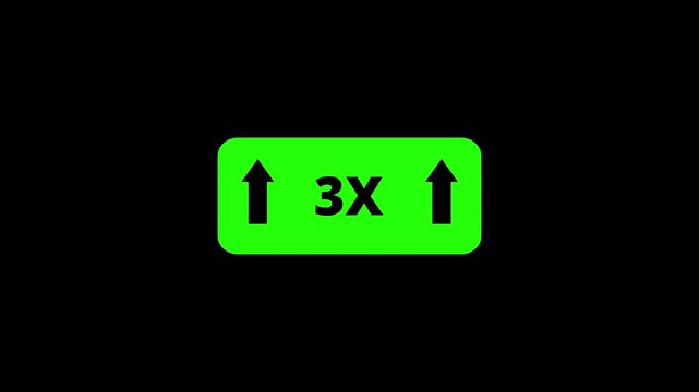 3x Multiplier Counter Animation from 0x to 3x with Up Arrow Indicator in 4K, Business Growth, Performance Increase, Analytics, Success Rate and Multiplication Factor Motion Graphic, 3x Growth