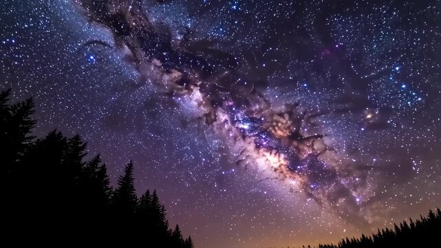 Milky way galaxy over forest