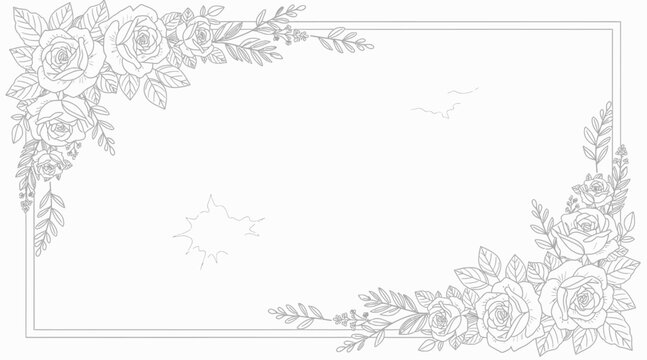 floral border, rose corner, empty frame