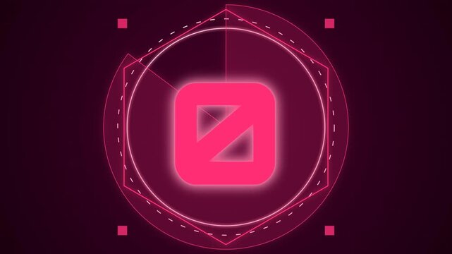 Futuristic Glowing Neon Pink Number Nine on Digital HUD Interface Background with Cyberpunk Style Grid and Circular Graphics for Countdown