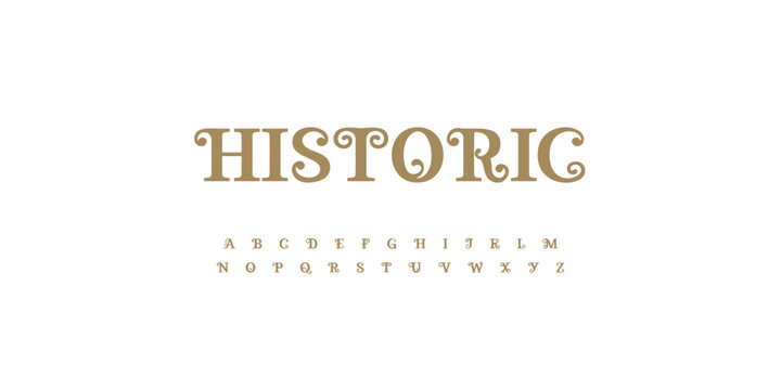 Historic Font Victorian Logo Vintage Alphabet Swash Letter Set Modern Royal Typography, Ornate Typographic Design Tattoo Text Title, Alcohol Typo, Wine Flourish Headline. Charm Fonts. Vector Typeface