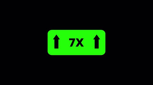 7x Multiplier Counter Animation from 0x to 7x with Up Arrow Indicator in 4K, Business Growth, Performance Increase, Analytics, Success Rate and Multiplication Factor Motion Graphic, 7x Growth